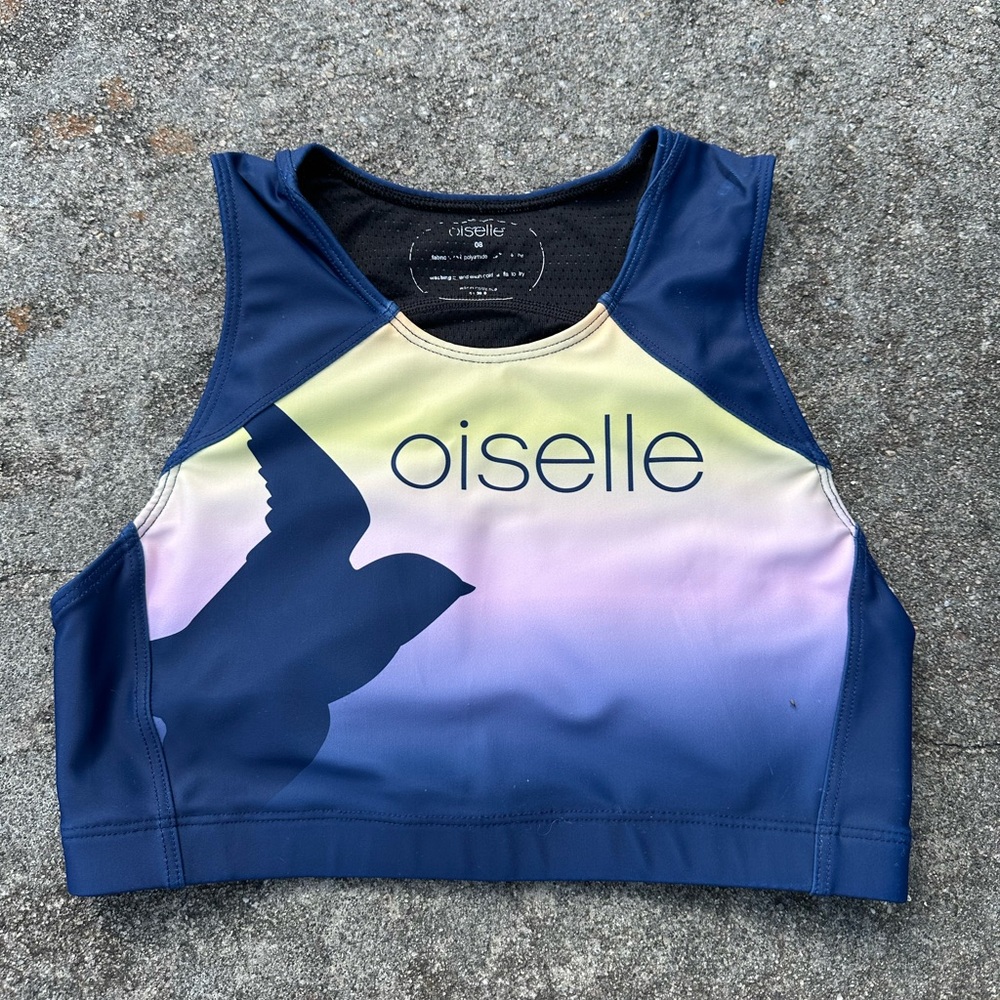 Oiselle Blue and Purple Crop Top